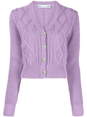Jacob Cohën cardigan en maille torsadée à logo brodé - Violet