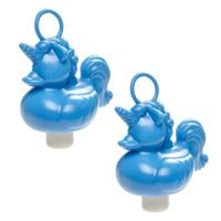 Duckiez eenhoorn badeendje badspeelgoed - 8x - blauw - 12 x 6 cm - Met oogje voor het hengelspel