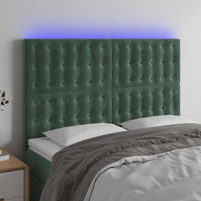 Hoofdbord LED 144x5x118/128 cm fluweel donkergroen