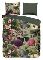 Descanso Dekbedovertrek "bloemen & bladeren" - Groen - (240x200/220 cm) - Katoen Satijn
