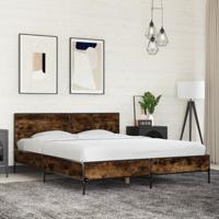 Bedframe bewerkt hout metaal gerookt eikenkleurig 150x200 cm