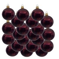 18x Donkerrode glazen kerstballen 8 cm glans - thumbnail