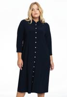 Yoek Blouse midi strassknoopjes | Blauw | Maat 46/48