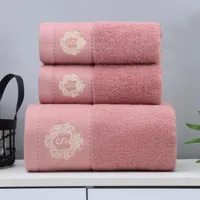 3-delige Luxe Handdoekenset | 100% Gekamd Katoen | Jacquard Geborduurd