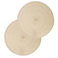 Secret de Gourmet ronde placemat - Set van 10x stuks - beige - gevlochten kunststof - 38 cm - Onderl