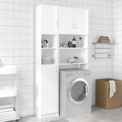 Badkamerkast 32x25,5x190 cm spaanplaat hoogglans wit