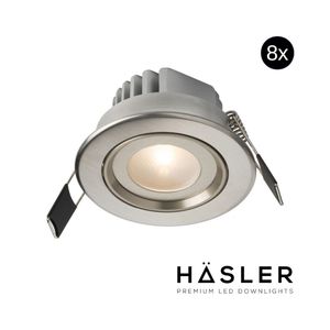 Inbouwspot Häsler Tarragona Incl. Fase Aansnijding Dimbaar 8 cm 4 Watt Warm Wit RVS Set 8x