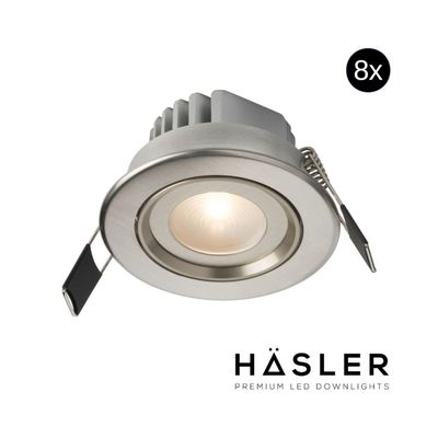 Inbouwspot Häsler Tarragona Incl. Fase Aansnijding Dimbaar 8 cm 4 Watt Warm Wit RVS Set 8x