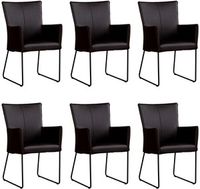 Set van 6 Donkerbruine leren industriële eetkamerstoelen Mate - Rancho Leer Moro (donkerbruin leer)