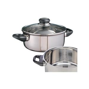 Kookpan met glazen deksel - H9,5 x D20 cm - 3 liter - RVS - keramisch, elektrisch, gasfornuis, ceran