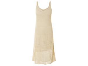 esmara Dames gehaakte midi jurk (L (44/46), Beige)