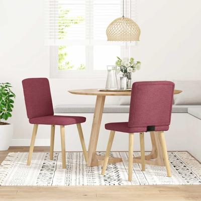 Eetkamerstoelen 2 st stof wijnrood