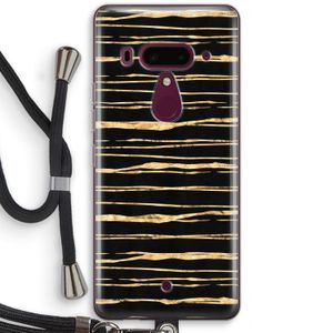 Gouden strepen: HTC U12+ Transparant Hoesje met koord