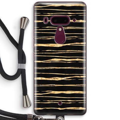 Gouden strepen: HTC U12+ Transparant Hoesje met koord