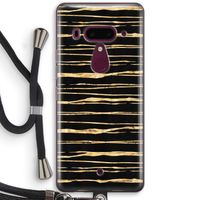 Gouden strepen: HTC U12+ Transparant Hoesje met koord