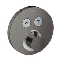 Thermostaat Afbouwdeel ShowerSelect HansGrohe Voor 2 Functies Rond Geborsteld Zwart Chroom