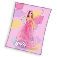 Barbie Fleece plaid hearts 130 x 170 cm Roze