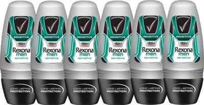 Rexona Rexona Deo Roll-on Men - Sensitive 50 ml. 6 x Voordeelpak