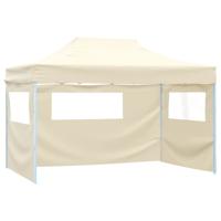Partytent met 3 zijwanden inklapbaar 3x4 m staal crème