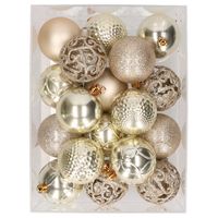 37x stuks kunststof kerstballen licht champagne 6 cm - Kerstbal