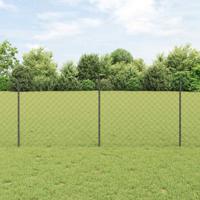 VidaXL Hek met paal grijs 1 x 10 m staal en pvc