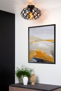Lucide Wolfram plafondlamp 30cm 1x E27 zwart