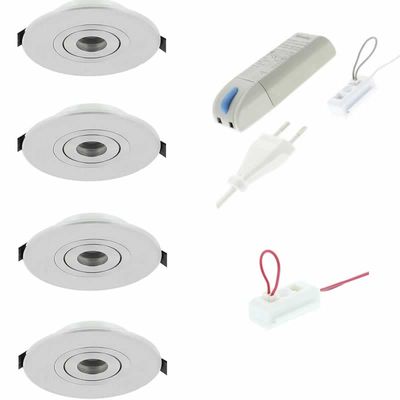 LED 4 inbouwspots 2.3W 4000K Verona dimbaar aluminium