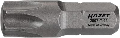 HAZET Bit 2597-T45 · 1/4 inch (6,3 mm) zeskant massief · Binnen-TORX®-profiel · SW T45