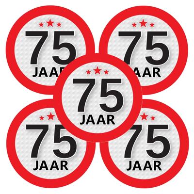 75 jaar leeftijd sticker - 10x - rond - Dia 9 cm - 75 jaar verjaardag - jubileum - leeftijd versieri