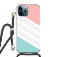 Strepen pastel: iPhone 12 Pro Max Transparant Hoesje met koord