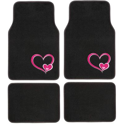 Car Plus Automattenset Hearts Textiel Zwart 4-delig Car Plus Automattenset Hearts Textiel Zwart 4-delig