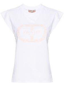 TWINSET t-shirt sans manches à logo brodé - Blanc