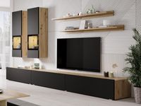 Tv-meubel set BABEL 5 deuren eik artisan/zwart met led zonder salontafel - thumbnail