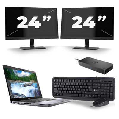 Dell Latitude 5410 - Intel Core i5-10e Generatie - 14 inch - 16GB RAM - 256GB SSD - Windows 11 + 2x 24 inch Monitor