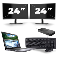 Dell Latitude 5410 - Intel Core i5-10e Generatie - 14 inch - 16GB RAM - 256GB SSD - Windows 11 + 2x 24 inch Monitor
