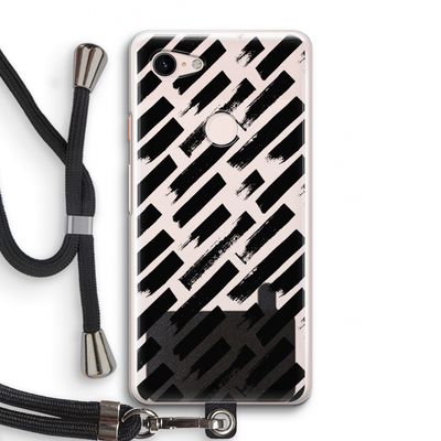 Zwarte vegen: Pixel 3 Transparant Hoesje met koord