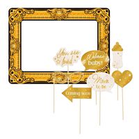 Babyshower foto prop set met frame - 8-delig - opblaasbare fotolijst - photo booth accessoires - thumbnail