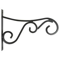 Hangpot haak - 3x - zwart - 35 x 25 cm - metaal - met krul - houder - muurhanger