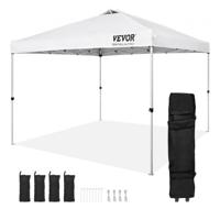 VEVOR paviljoen 304,8x304,8x320cm tuintent 250D PU zilver gecoate stof opvouwbaar paviljoen incl. opbergtas partytent 6-8 personen pop-up tent wit tuinpaviljoen voor kampeertrip