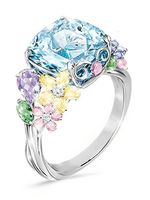 Veelkleurig Edelsteen Plein Prinses Ring Bruiloft ringen - thumbnail