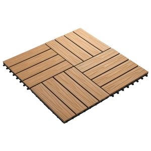 VidaXL Terrastegels diep reliëf 30x30 cm 1 m² HKC teakkleur 11 st