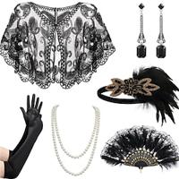 Jaren 1920 Gatsby Outfits Jaren '20 flapper hoofdband The Great Gatsby Dames Zonder Kraag Halloween Feest Maskerade Festival 1 Ventilator Lightinthebox - thumbnail