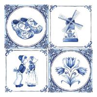 Delfts blauw thema servetten - 60x stuks -33 x 33 cm - Holland - thumbnail