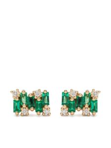 Suzanne Kalan puces d'oreilles en or 14ct serties d'émeraude et diamants