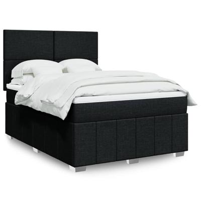 Boxspring met matras stof zwart 140x200 cm