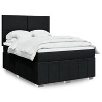 Boxspring met matras stof zwart 140x200 cm