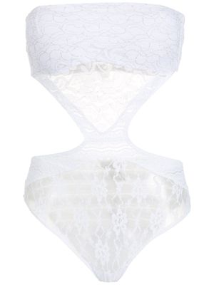 Amir Slama body à détails de dentelle - Blanc