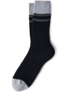 Brunello Cucinelli chaussettes en coton à rayures - Bleu