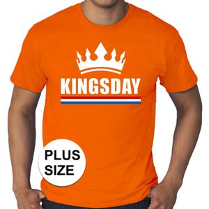 Oranje Koningsdag/ Kingsday met kroon grote maten shirt heren