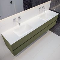 Mondiaz Vica Cloud badmeubel groen mat 200 cm 4 lades solid surface dubbele spoelbak zonder kraangat Mondiaz Vica Cloud badmeubel groen mat 200 cm 4 lades solid surface dubbele spoelbak zonder kraangat